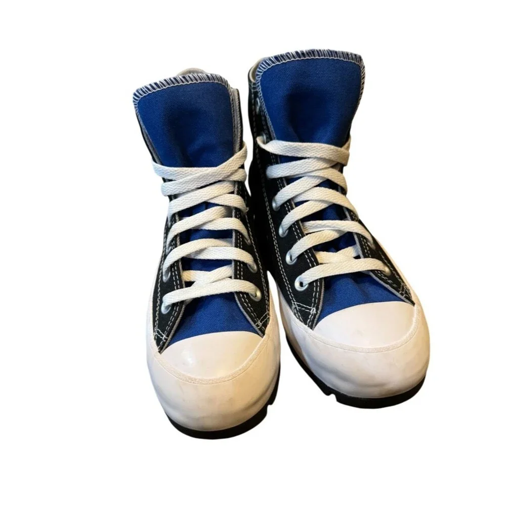 Converse Custom All Star Lugged High Top Platform Sneakers In Black And Blue - Picture 15 of 16